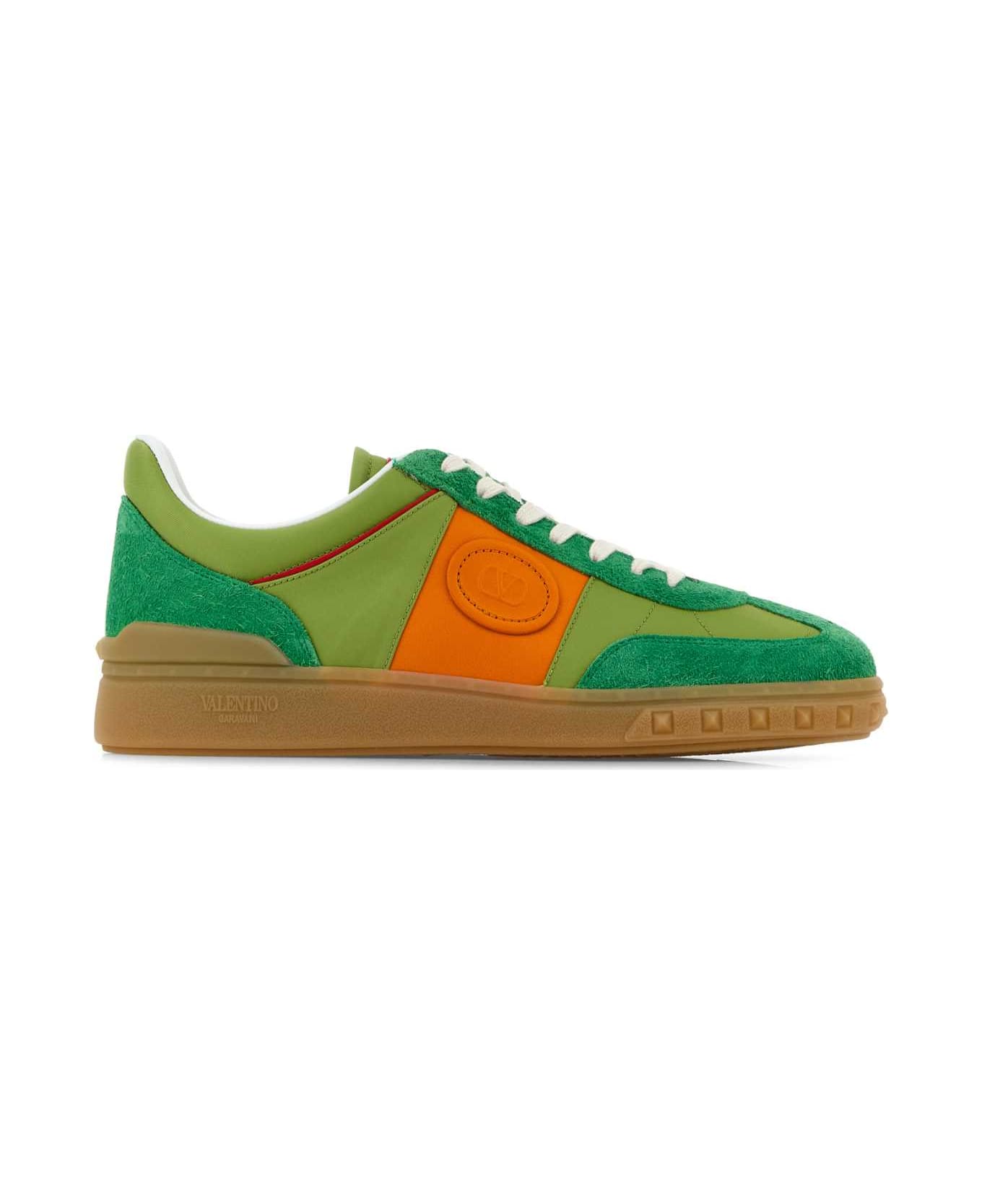 Valentino Garavani Multicolor Suede And Fabric Upvillage Sneakers - GREENBRBRCHARTREUSEPUMPKINPUMCRA