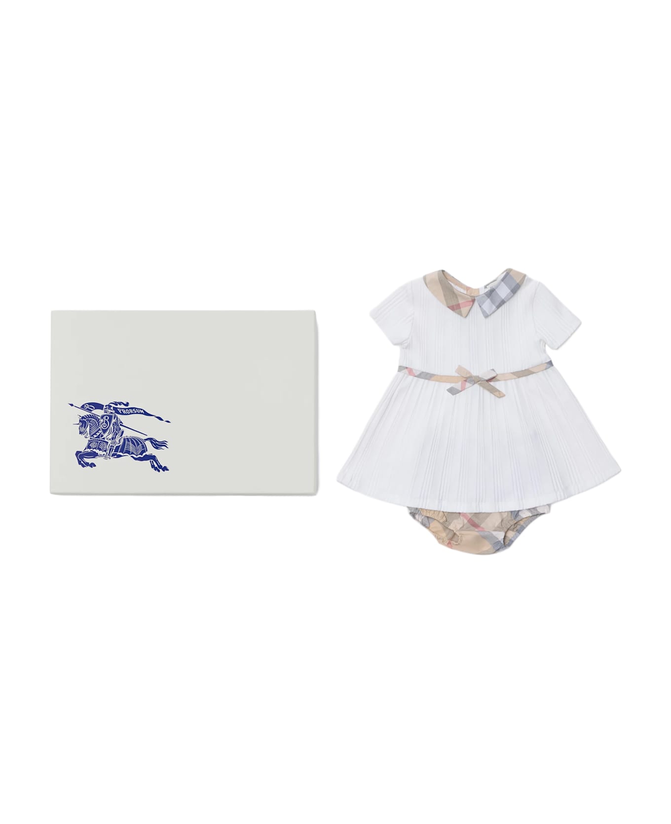 Burberry Stretch Cotton Dress With Bloomer Shorts - White