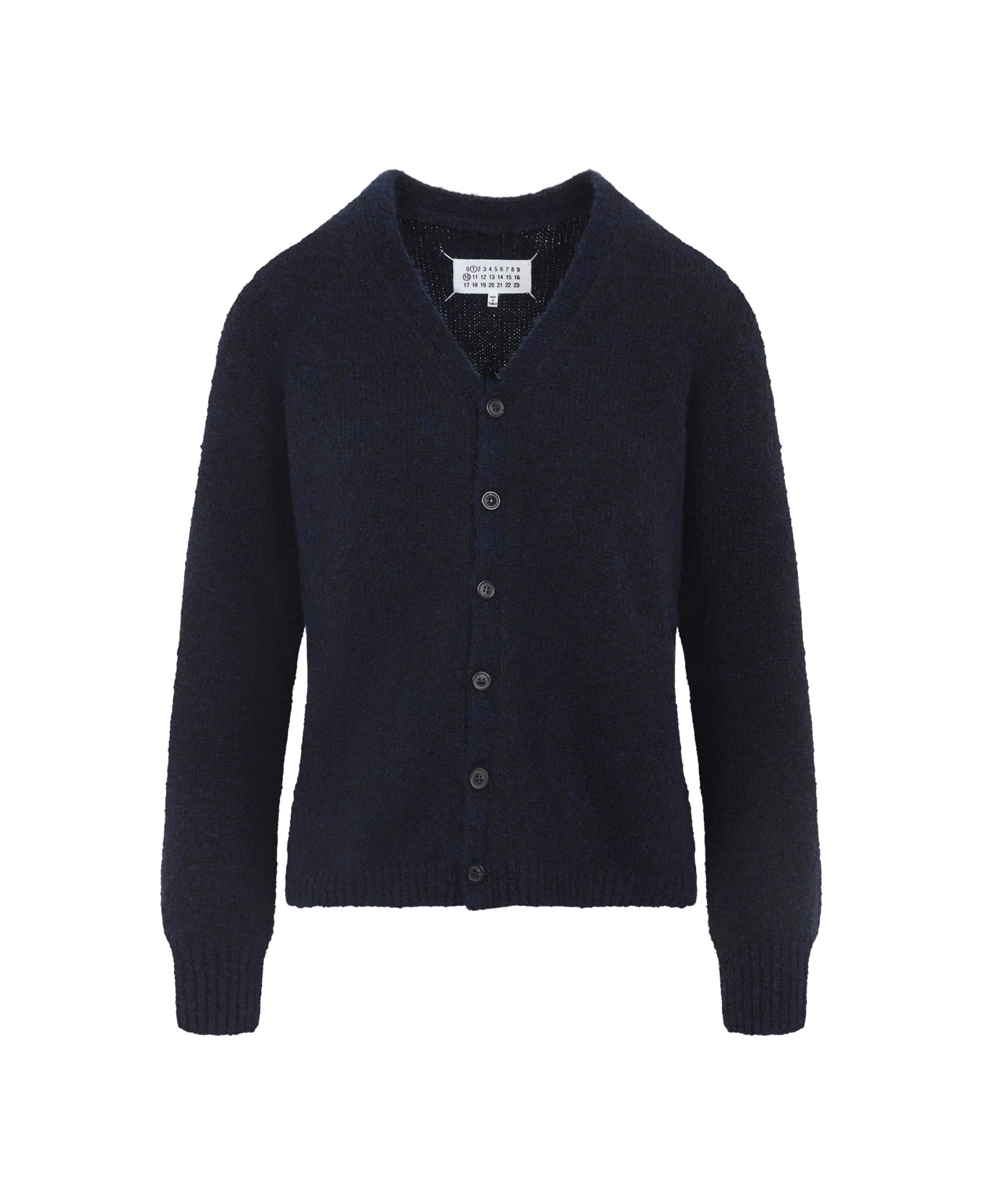 Maison Margiela Virgin Wool Cardigan - F Navy Dark Brown