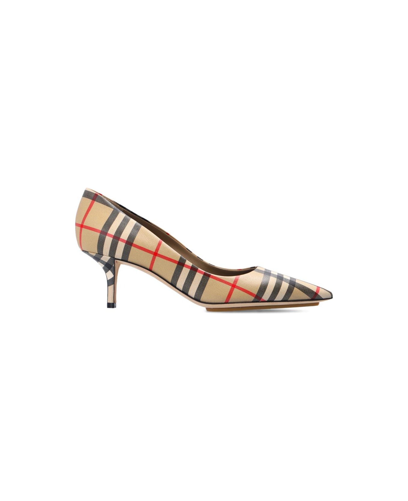 Burberry Checked Stiletto Pumps - Beige