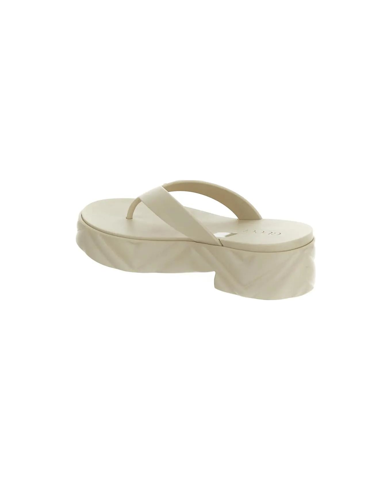 Gucci Thong Platform Sandals - White