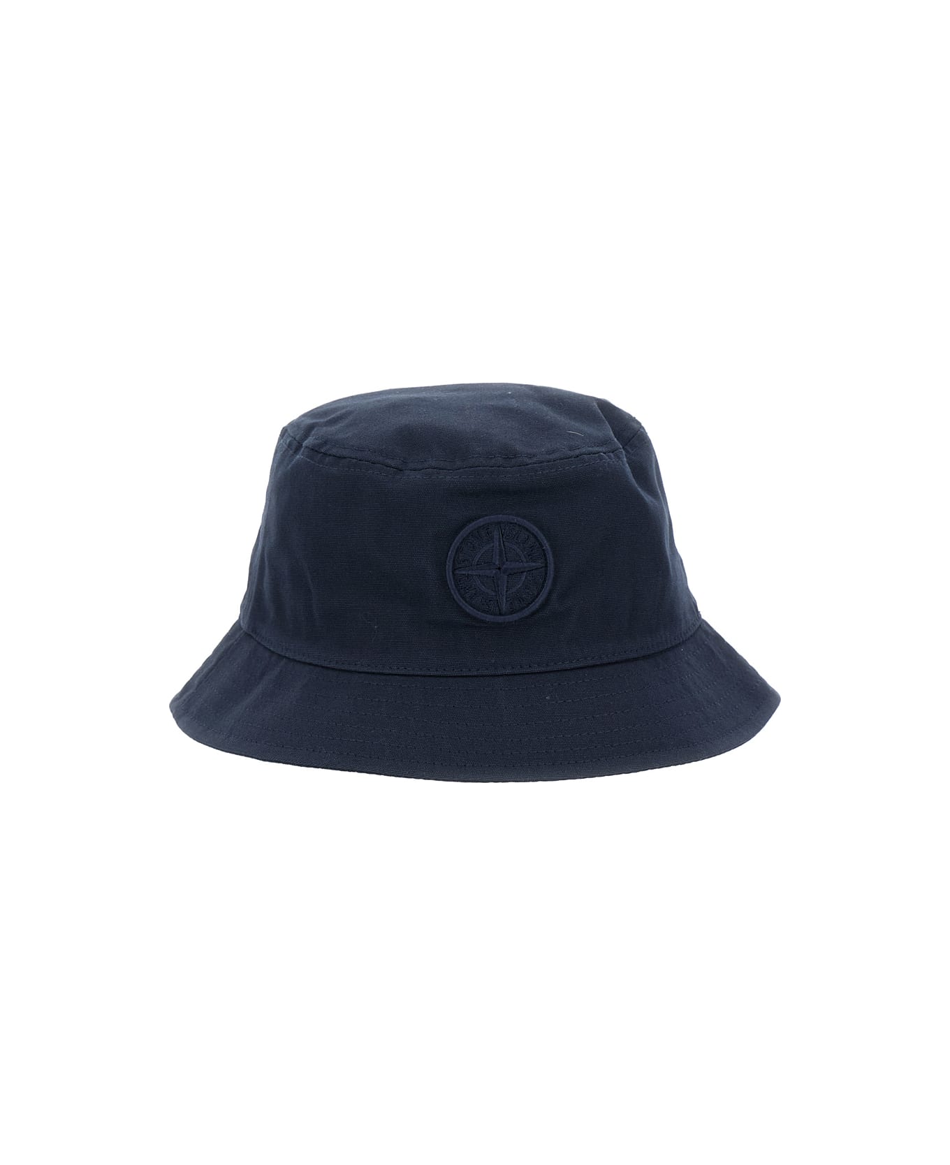 Stone Island Junior Blue Bucket Hat With Logo In Cotton Boy - Blu アクセサリー＆ギフト