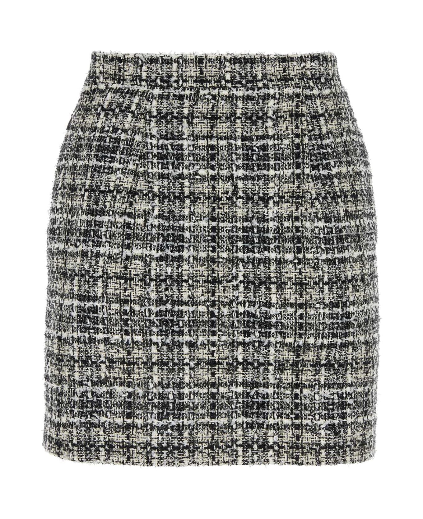 Alessandra Rich Embroidered Tweed Mini Skirt - WHITEBLACK