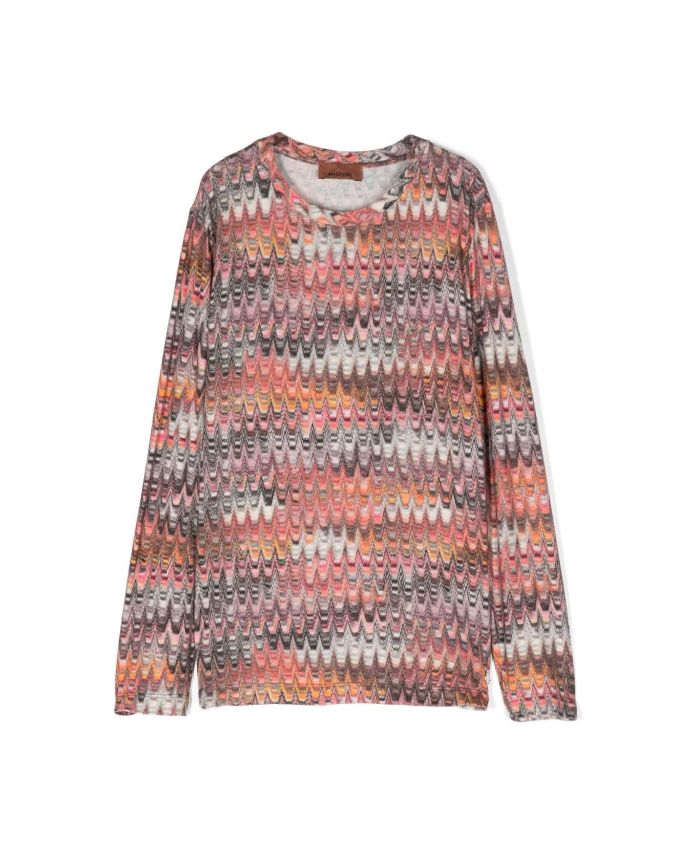 Missoni Stretch Viscose T-shirt With Multicoloured Zigzag Pattern - MultiColour