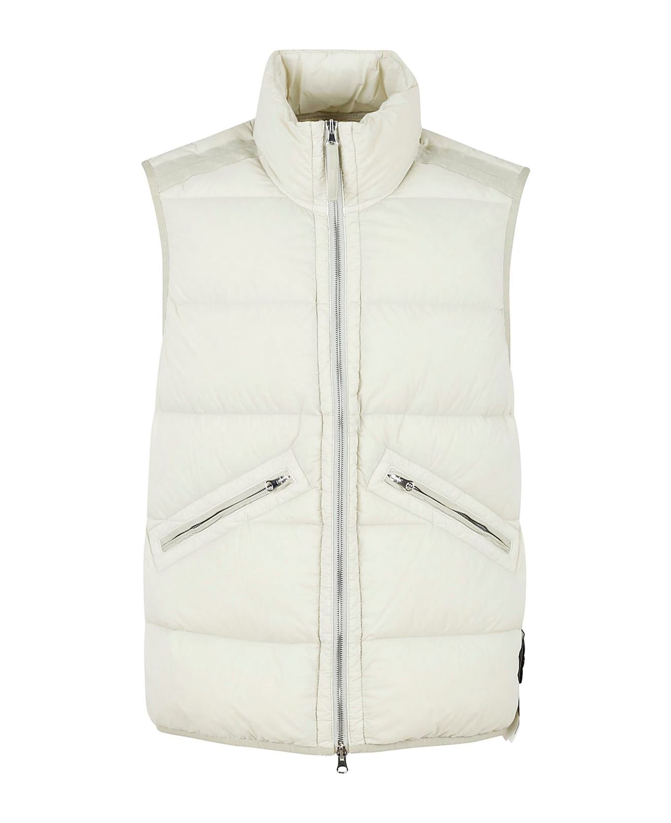 Stone Island High Neck Zipped Down Vest - Plaster