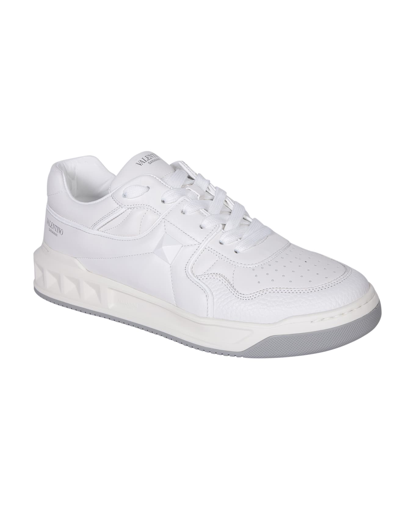 Valentino One Stud White Sneakers - White