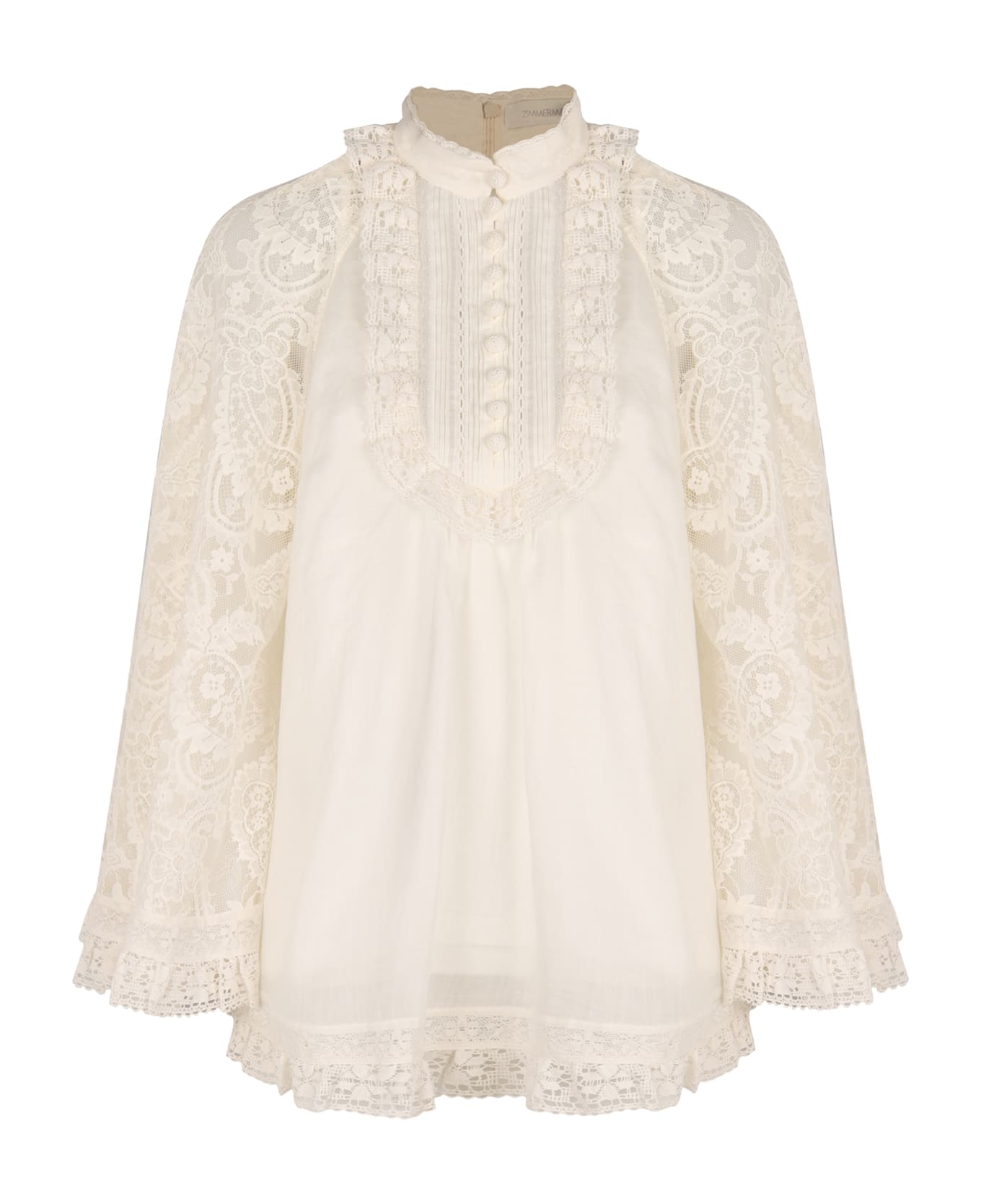 Zimmermann Ruffled Ramie Blouse - CREAM