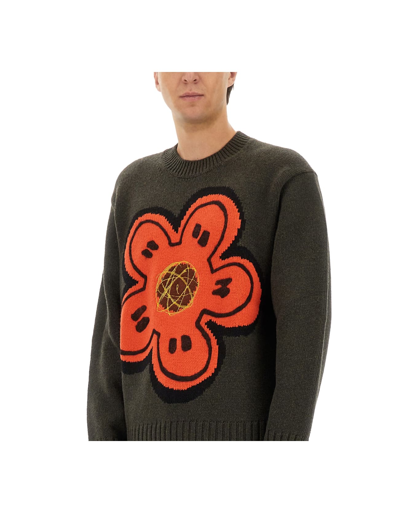 Kenzo Sweater With "boke Flower" - MILITARY GREEN