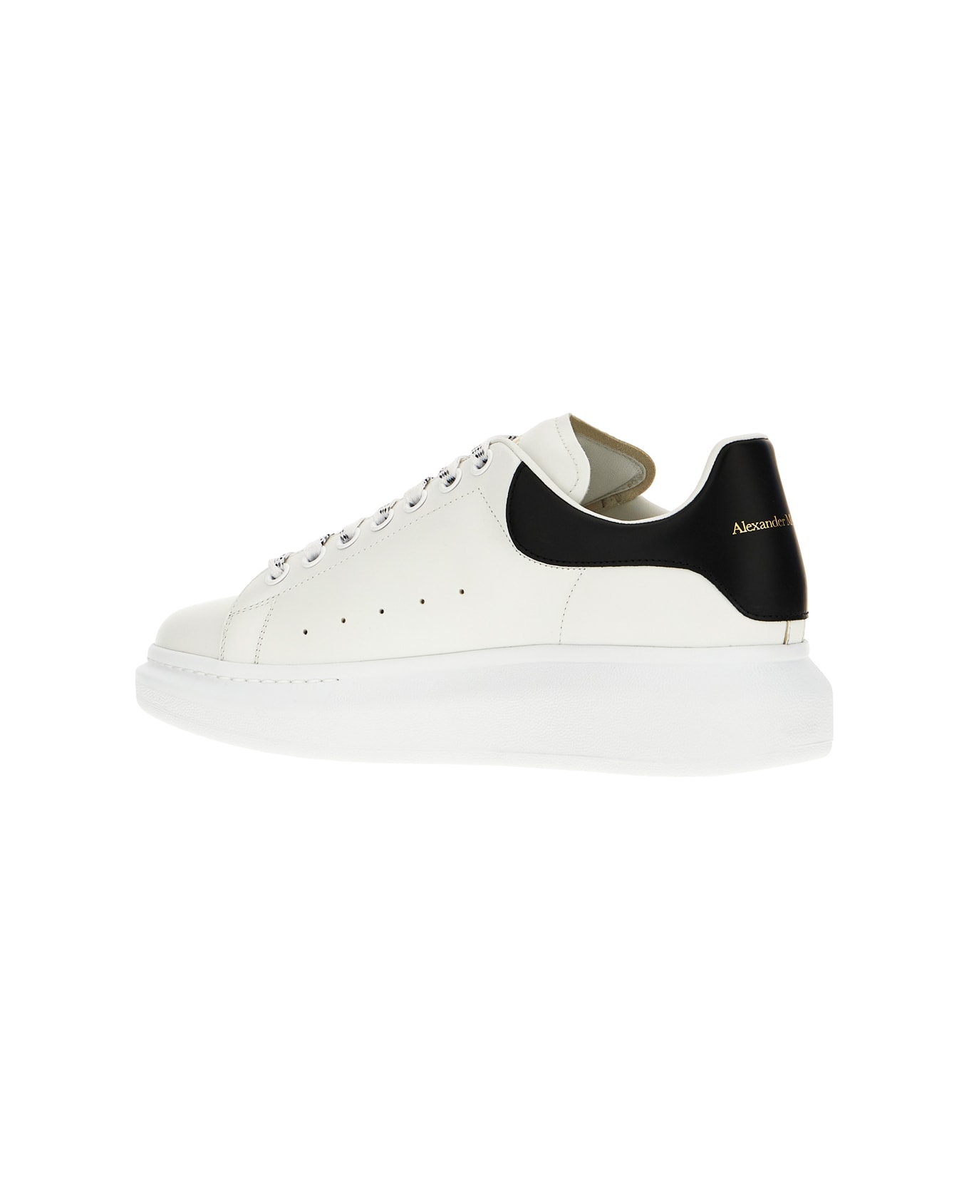 Alexander McQueen White Leather Sneakers With Black Leather Heel - WHITE BLACK