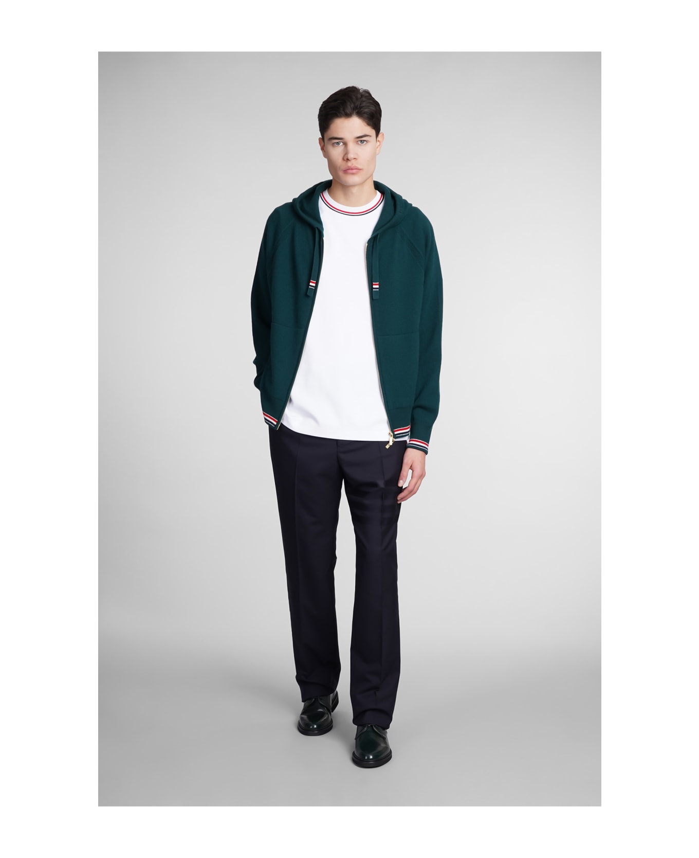 Thom Browne Cardigan In Green Cashmere - green