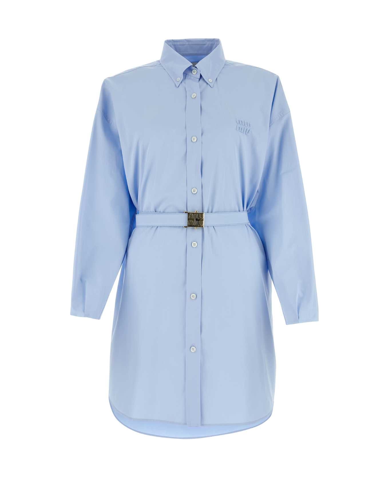 Miu Miu Light Blue Poplin Shirt Dress - CIELO シャツ