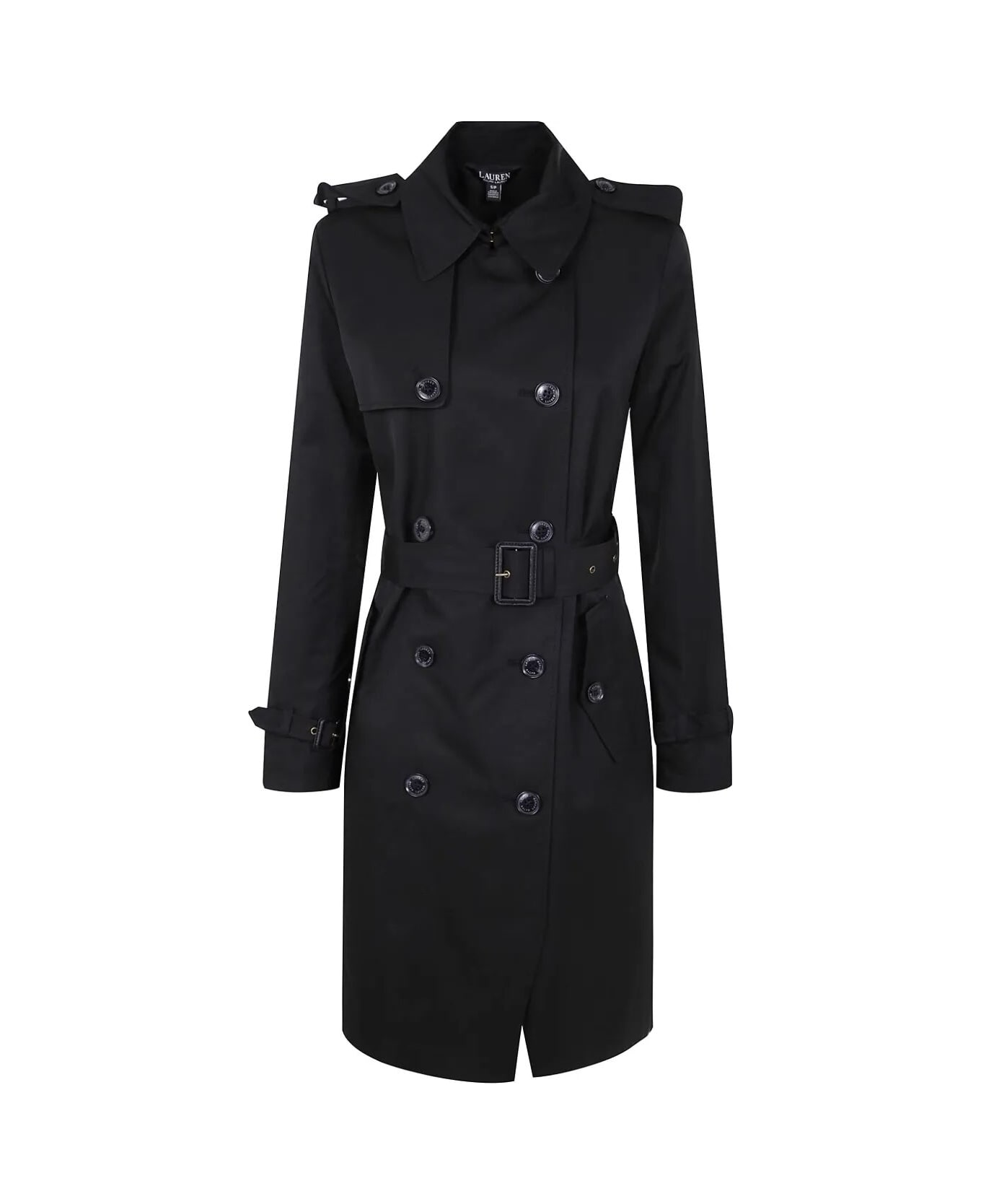 Ralph Lauren Double Breast Belt Rn 38
 Lined Coat - Black