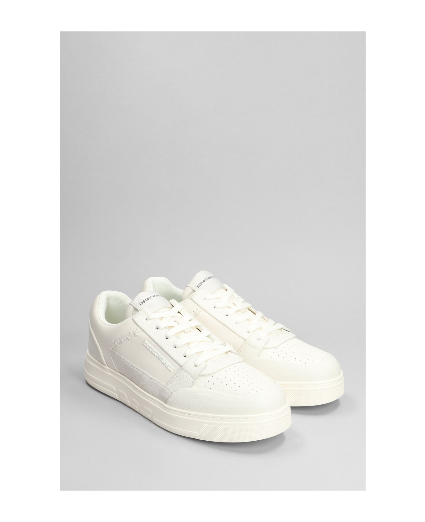 Emporio Armani Sneakers In Beige Suede And Leather - beige