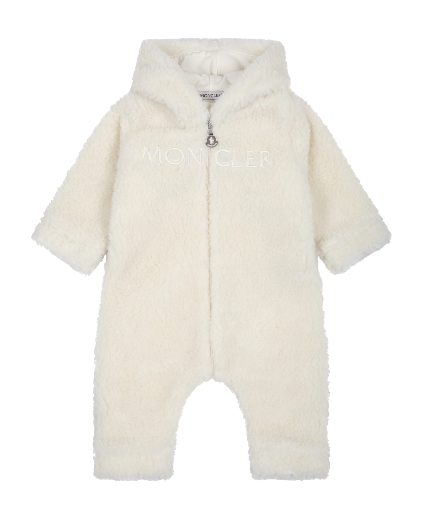 Moncler White Babygrow For Baby Kids With Logo ボディスーツ＆セットアップ