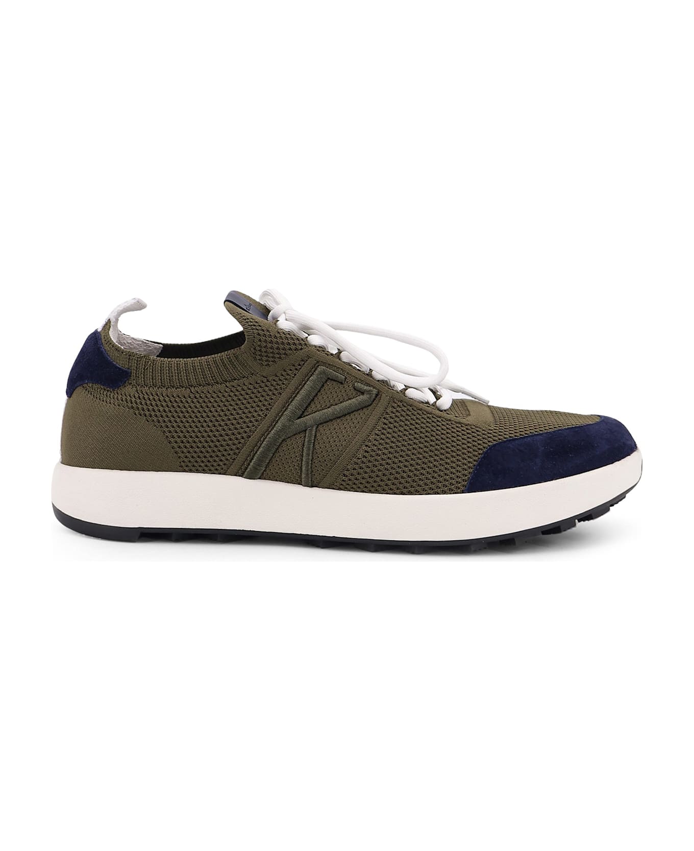 Kiton Low-top Mesh Sneakers With Suede Profiles - Green