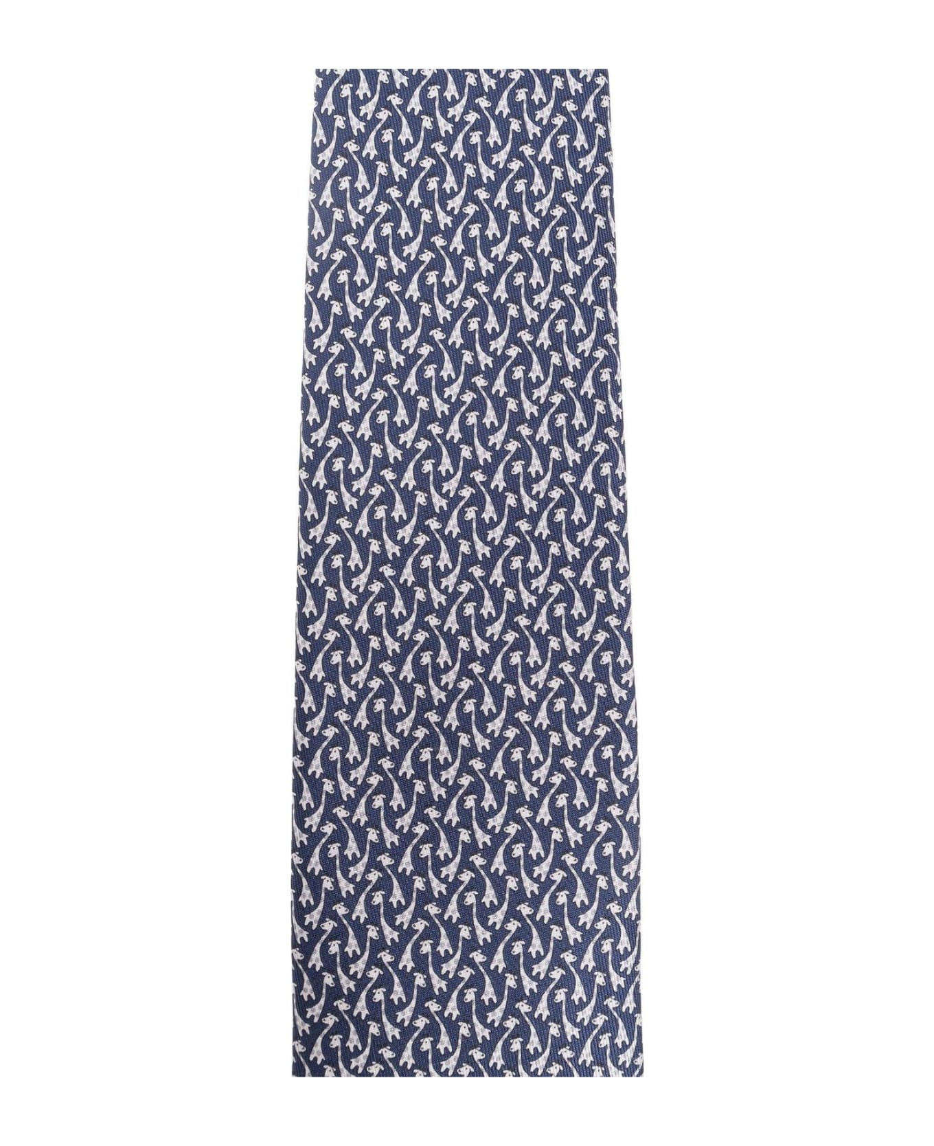Ferragamo Micro Pattern Printed Tie - NAVY
