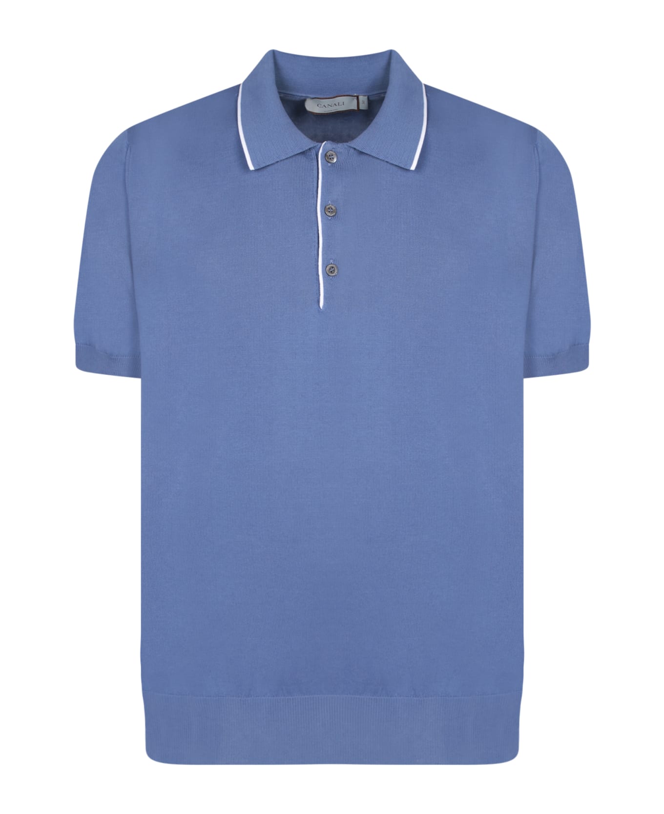 Canali Edges White/avion Polo Shirt - Blue ポロシャツ
