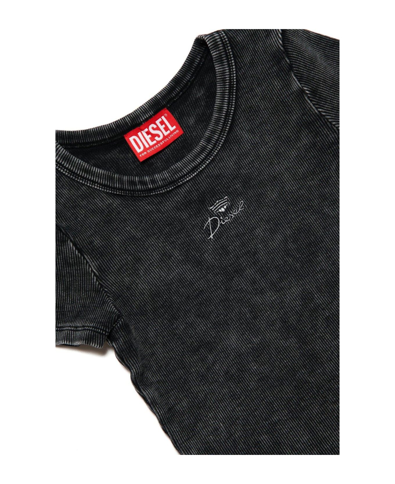 Diesel Terhi Logo Embroidered Crewneck T-shirt - Black