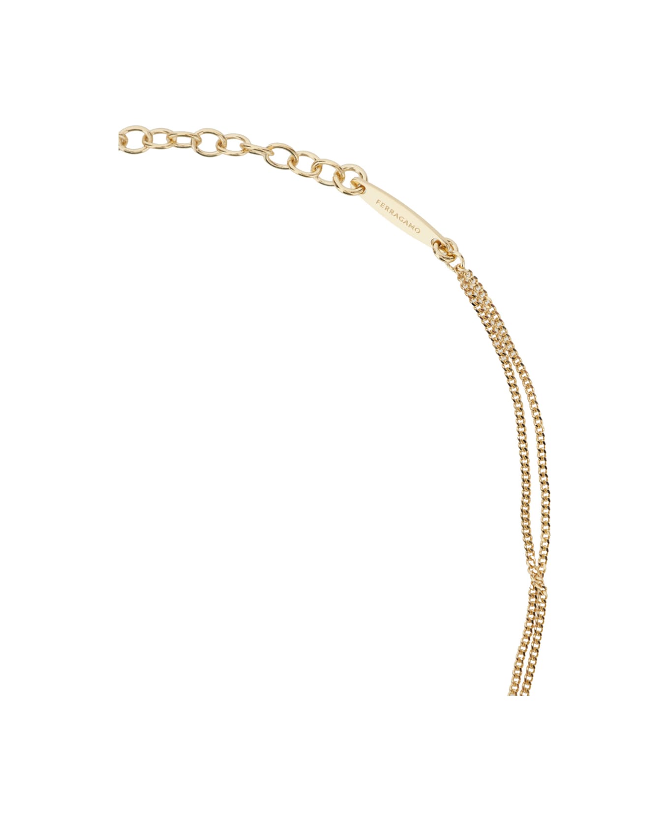 Ferragamo Gold Tone Necklace With Gancini Pendant In Brass Woman - RICH GOLD