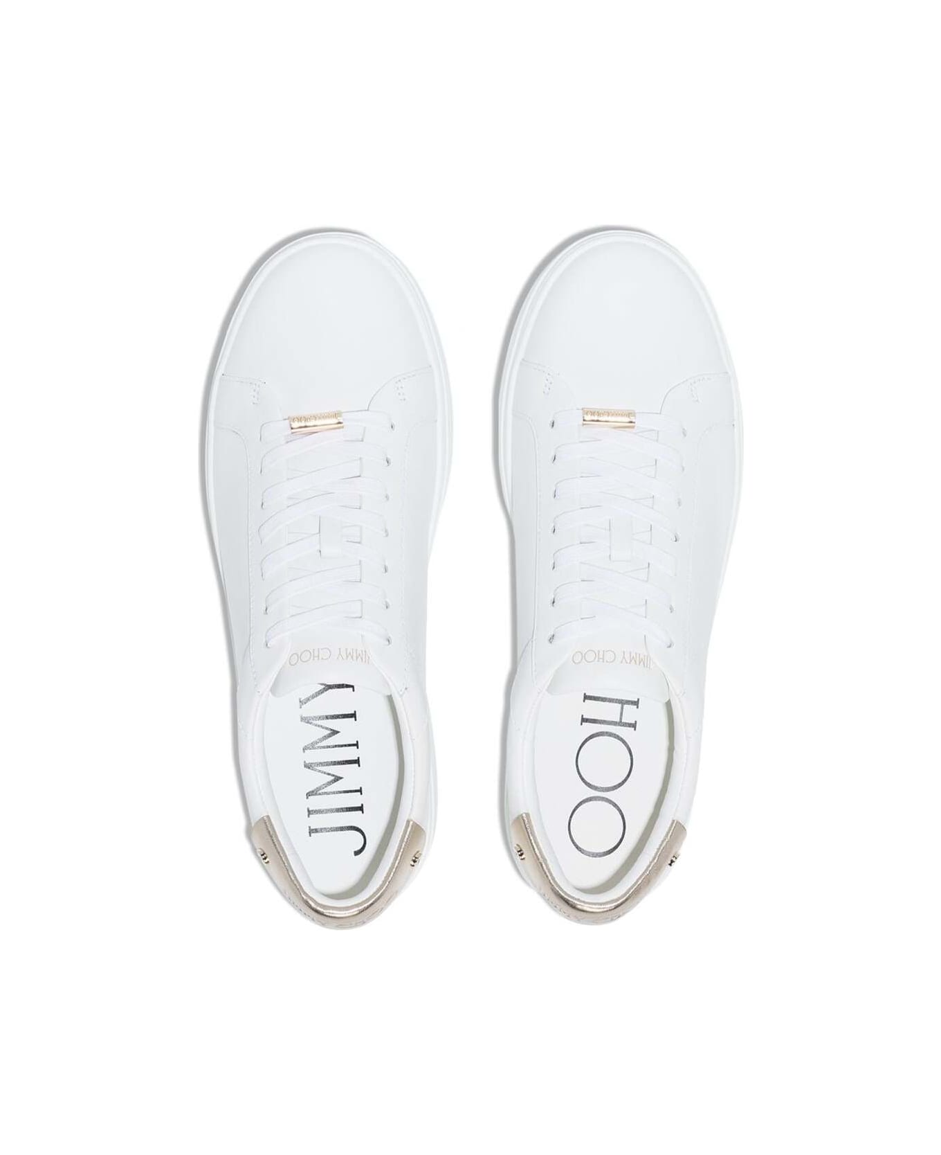 Jimmy Choo Woman's Rome White Leather Sneakers - White