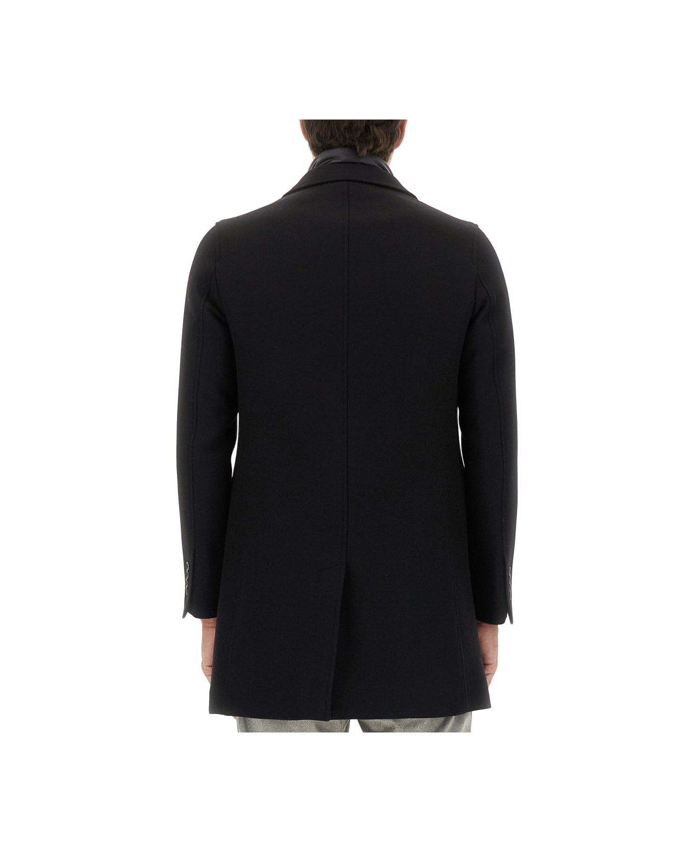 Herno Coat With Quilted Insert - BLACK