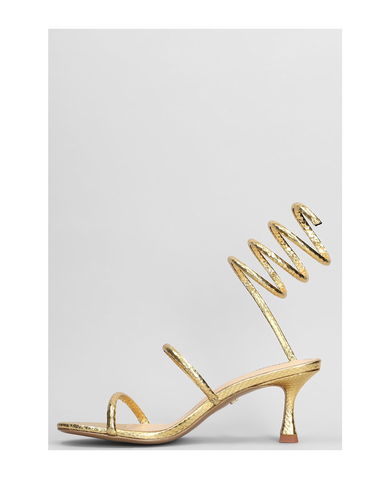 Lola Cruz Greta 65 Sandals In Gold Leather - gold