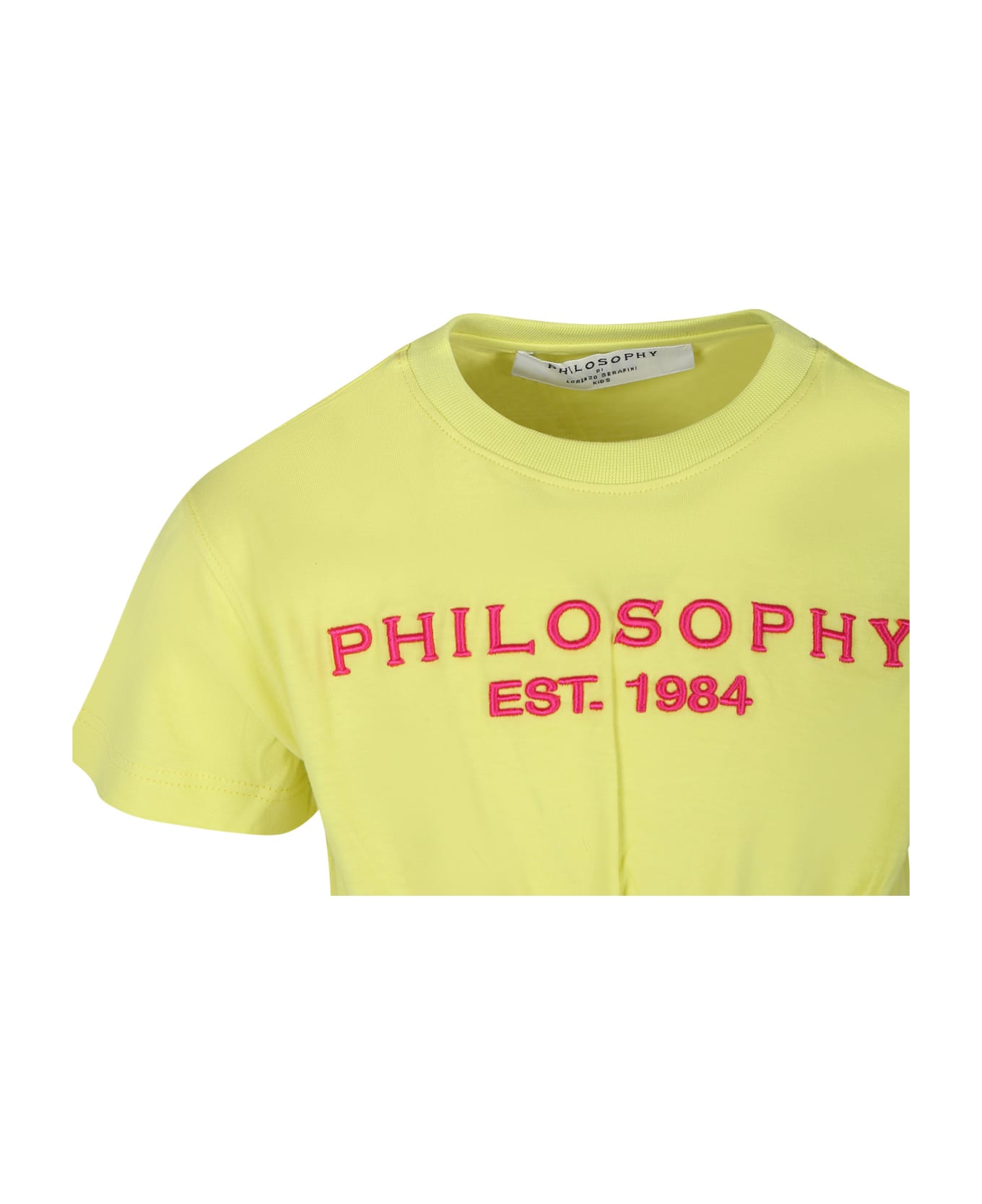 Philosophy di Lorenzo Serafini Kids Yellow T-shirt For Girl With Logo - Yellow Tシャツ＆ポロシャツ