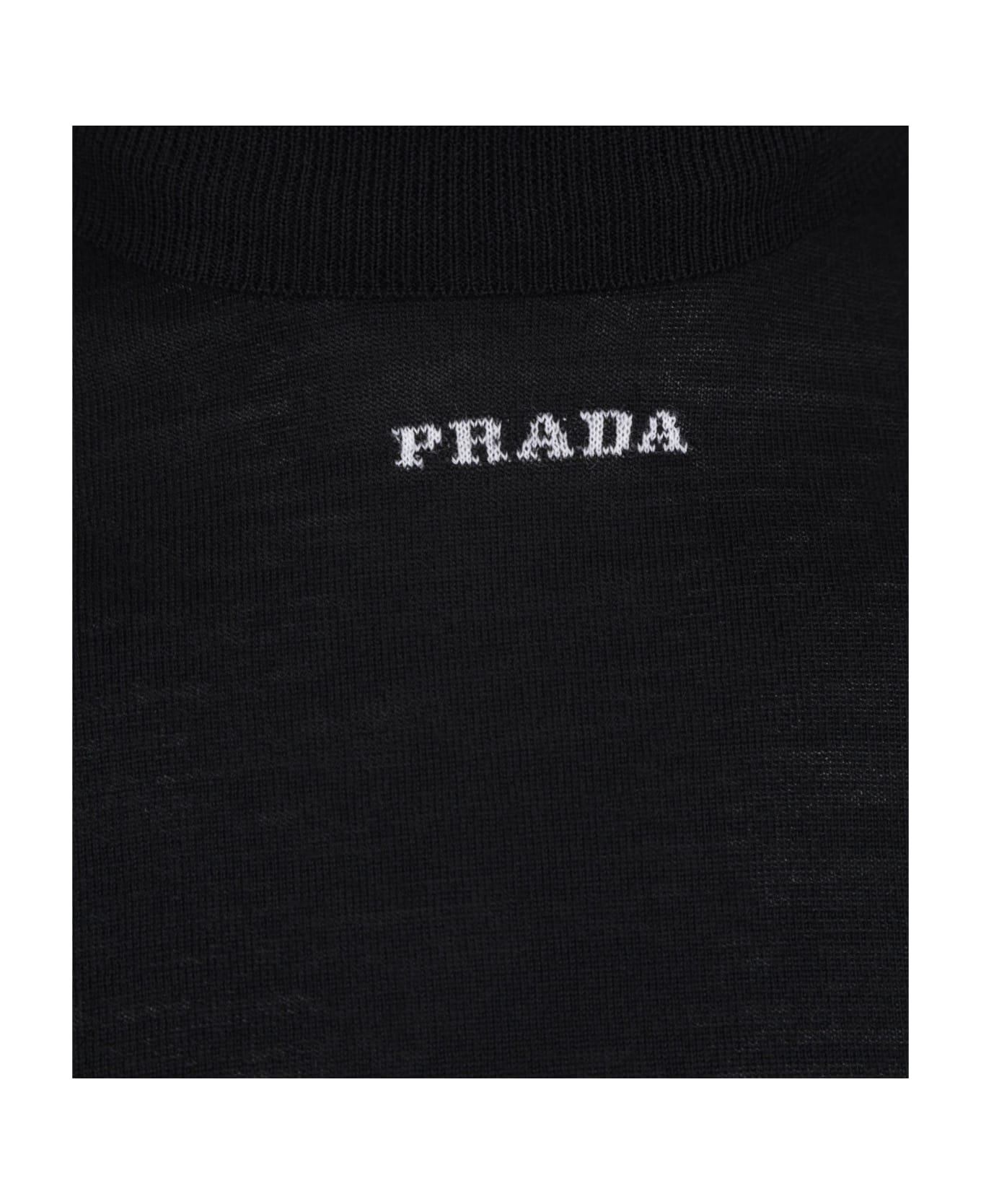 Prada Wool Logo Sweater - Black ニットウェア