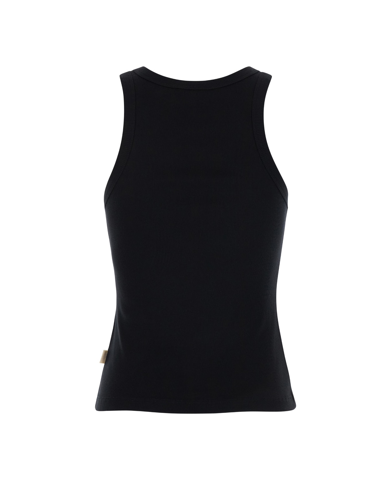 SEMICOUTURE Black Ribbed Tank Top With U Neckline In Cotton And Modal Blend Woman - Black