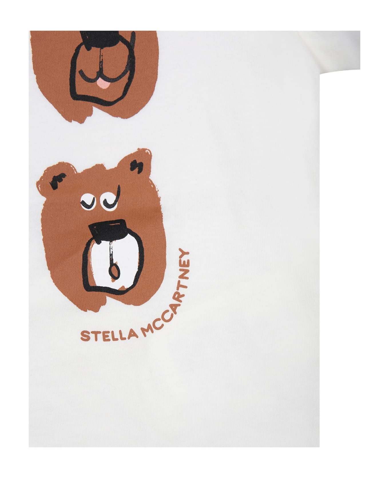 Stella McCartney Kids Ivory T-shirt For Baby Boy With Bears - Ivory