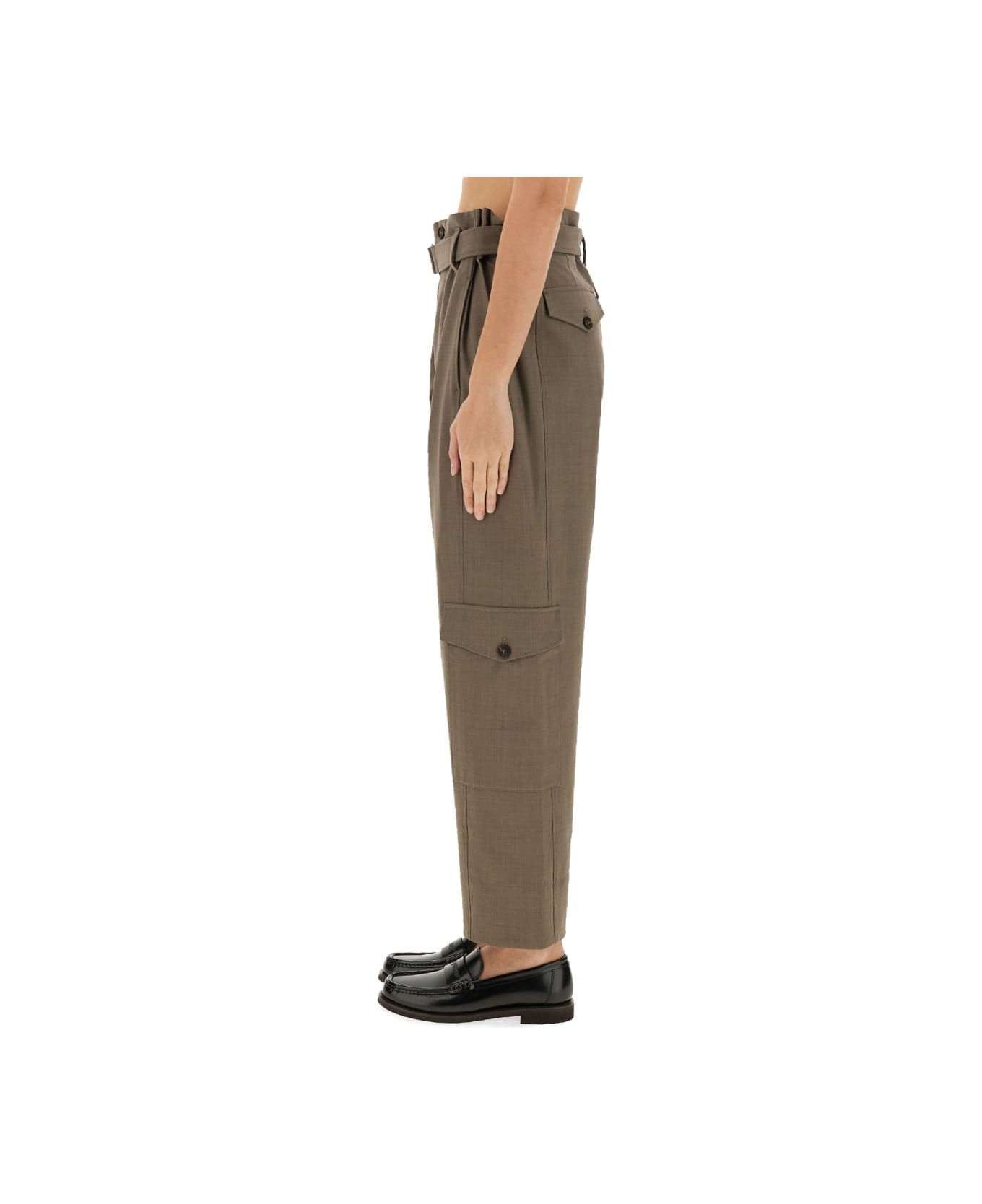 Brunello Cucinelli Belted Pants - BROWN