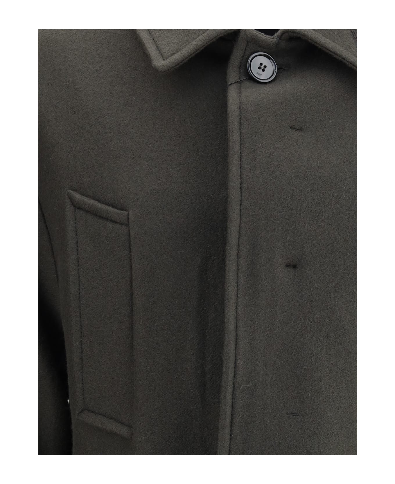 Ami Alexandre Mattiussi Oversized Wool Gabardine Peacoat