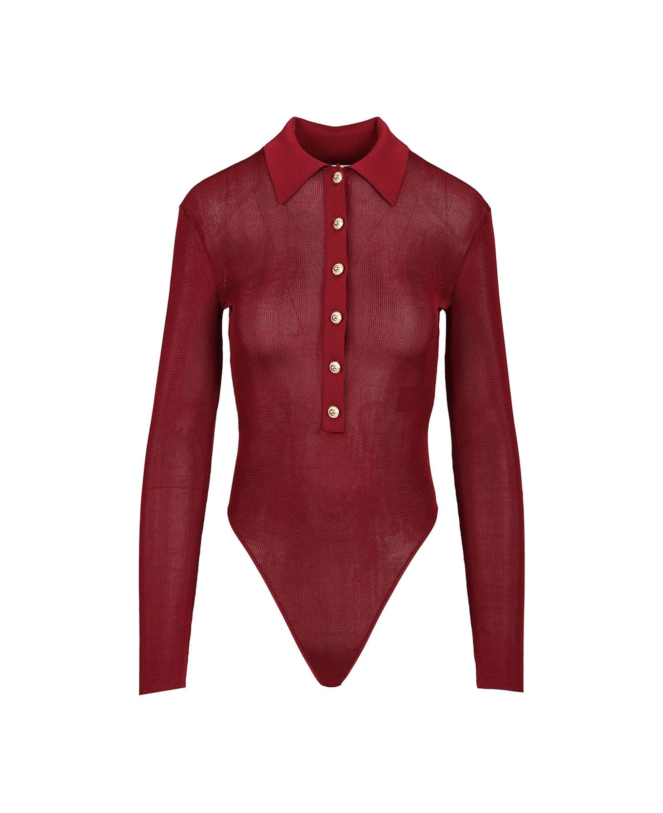 self-portrait Viscose Knitted Bodysuit - BORDEAUX