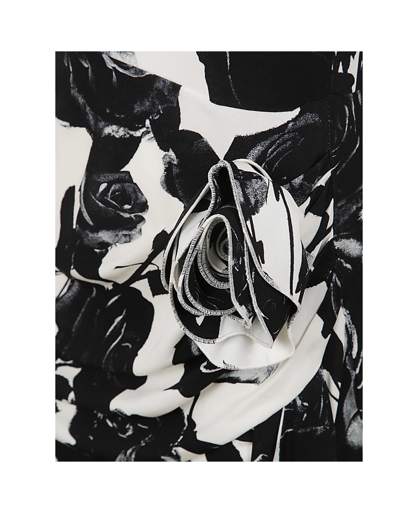 Balmain Thin Strap Rose Print Draped Short Dress - Gab Gab Blanc Noir