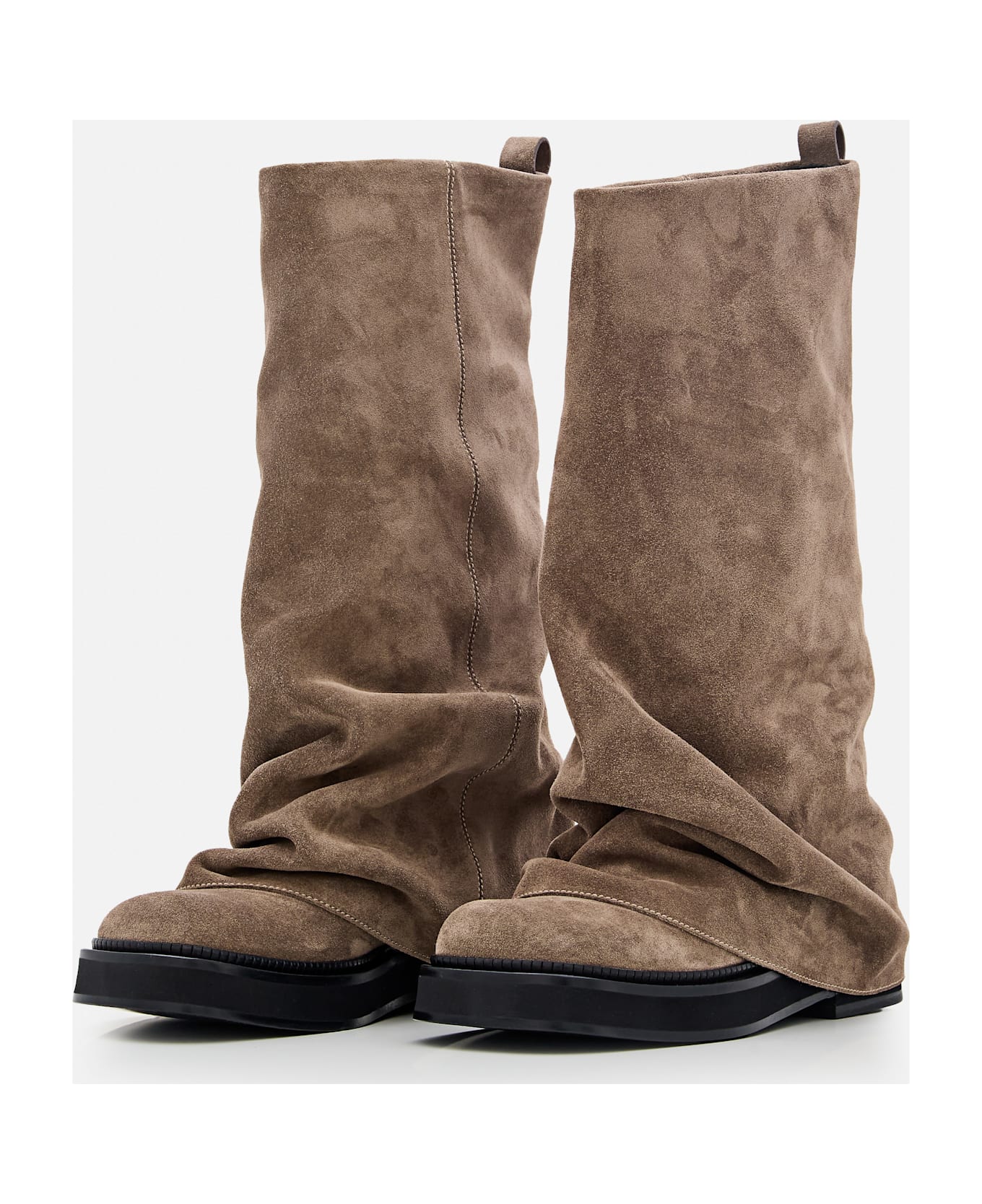 The Attico Suede Robin Combat Boots - Beige