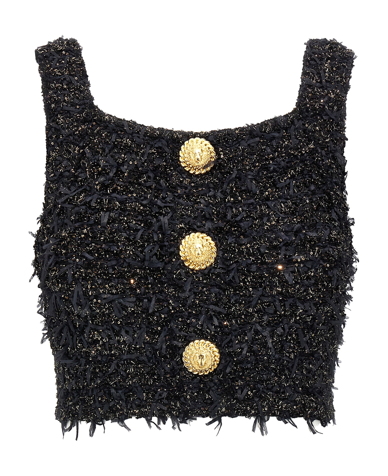Balmain Lurex Tweed Top - Black