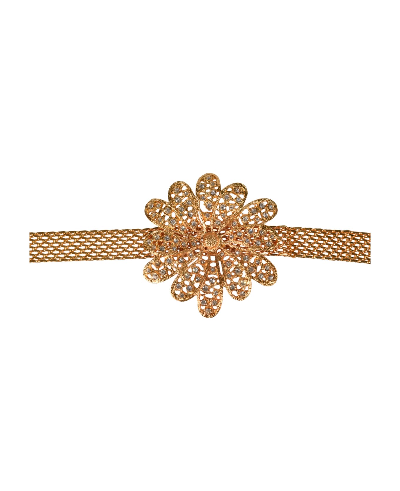 Alessandra Rich Floral Detail Chain-link Belt - Cry/Gold