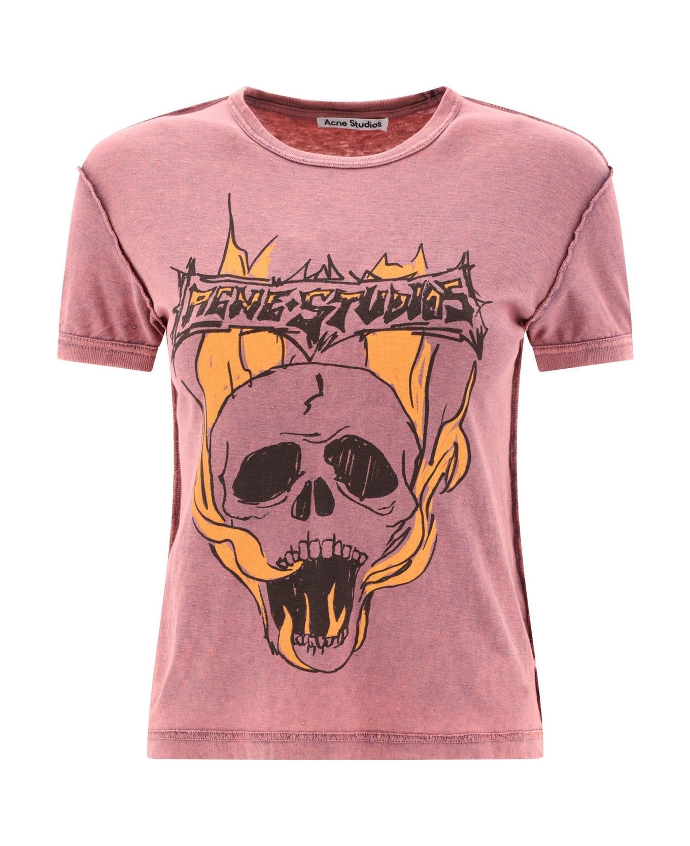 Acne Studios Graphic Printed Crewneck T-shirt - Ctl Mauve Pink Tシャツ