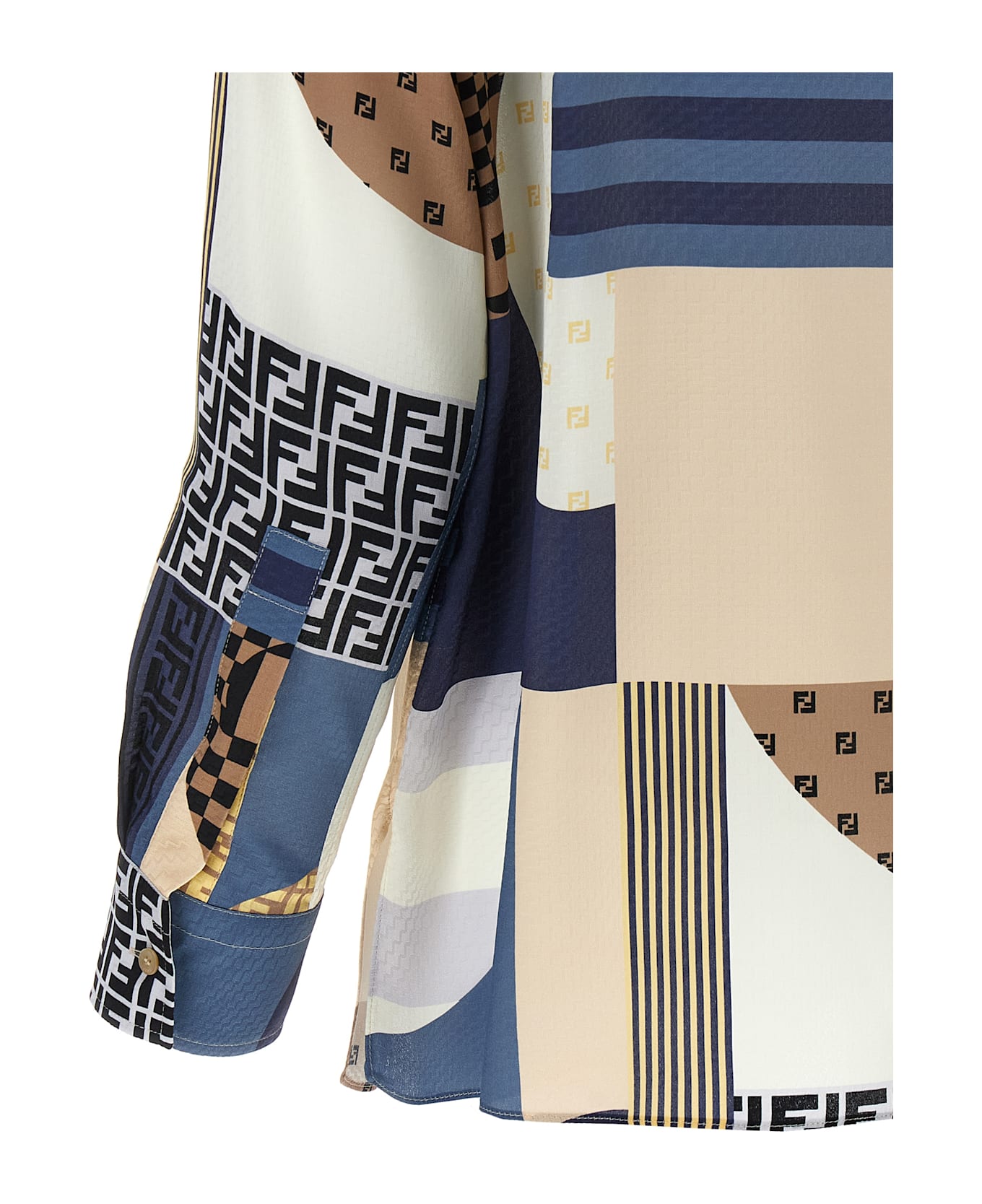 Tシャツ・カットソー FENDI SS25 Patchwork silk shirt (FS8274AUQM F1SAT) Shirt Silk Multicolor | Fendi