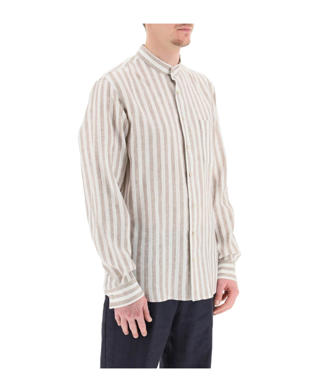 Agnona Striped Linen Shirt - LINEN (White) シャツ