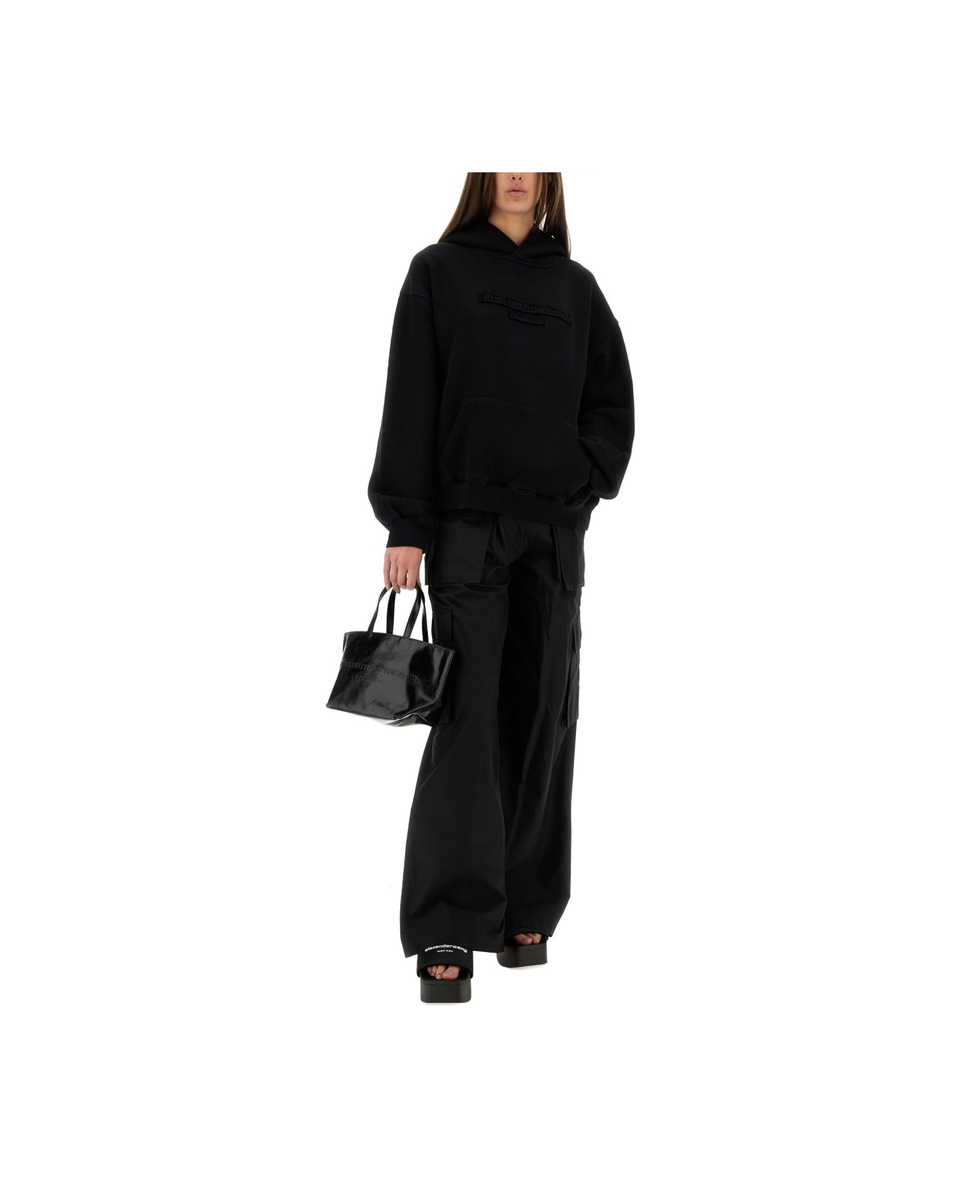 Alexander Wang Sweatshirt With Embossed Logo - BLACK