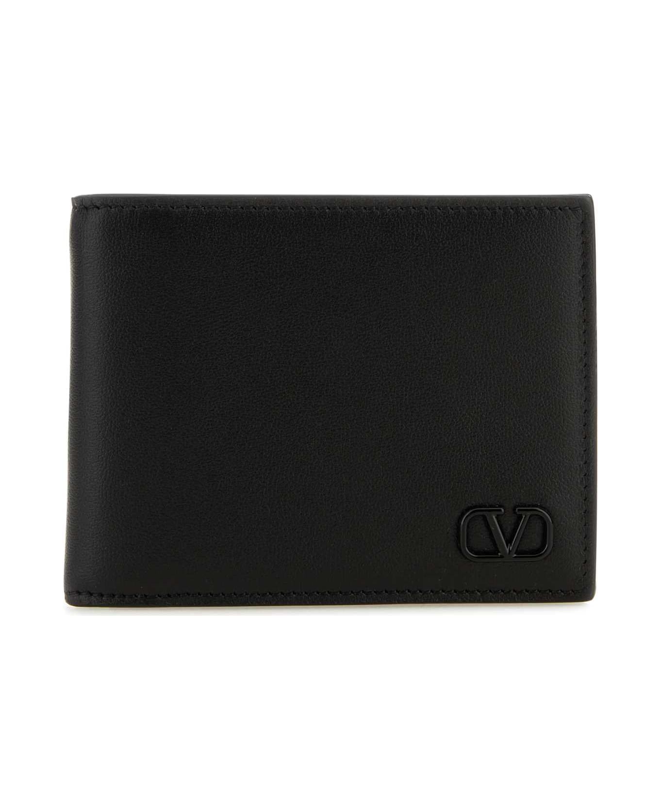 Valentino Garavani Black Leather Vlogo Wallet - NERO
