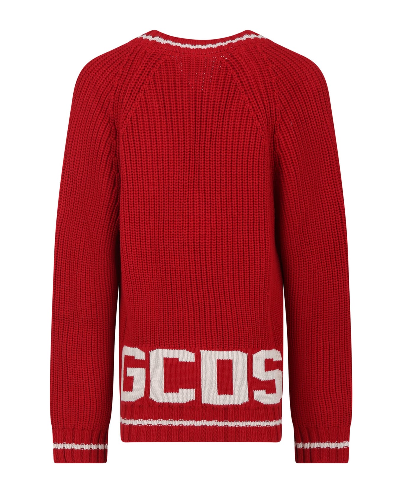 GCDS Mini Red Cardigan For Kids With Logo - Red