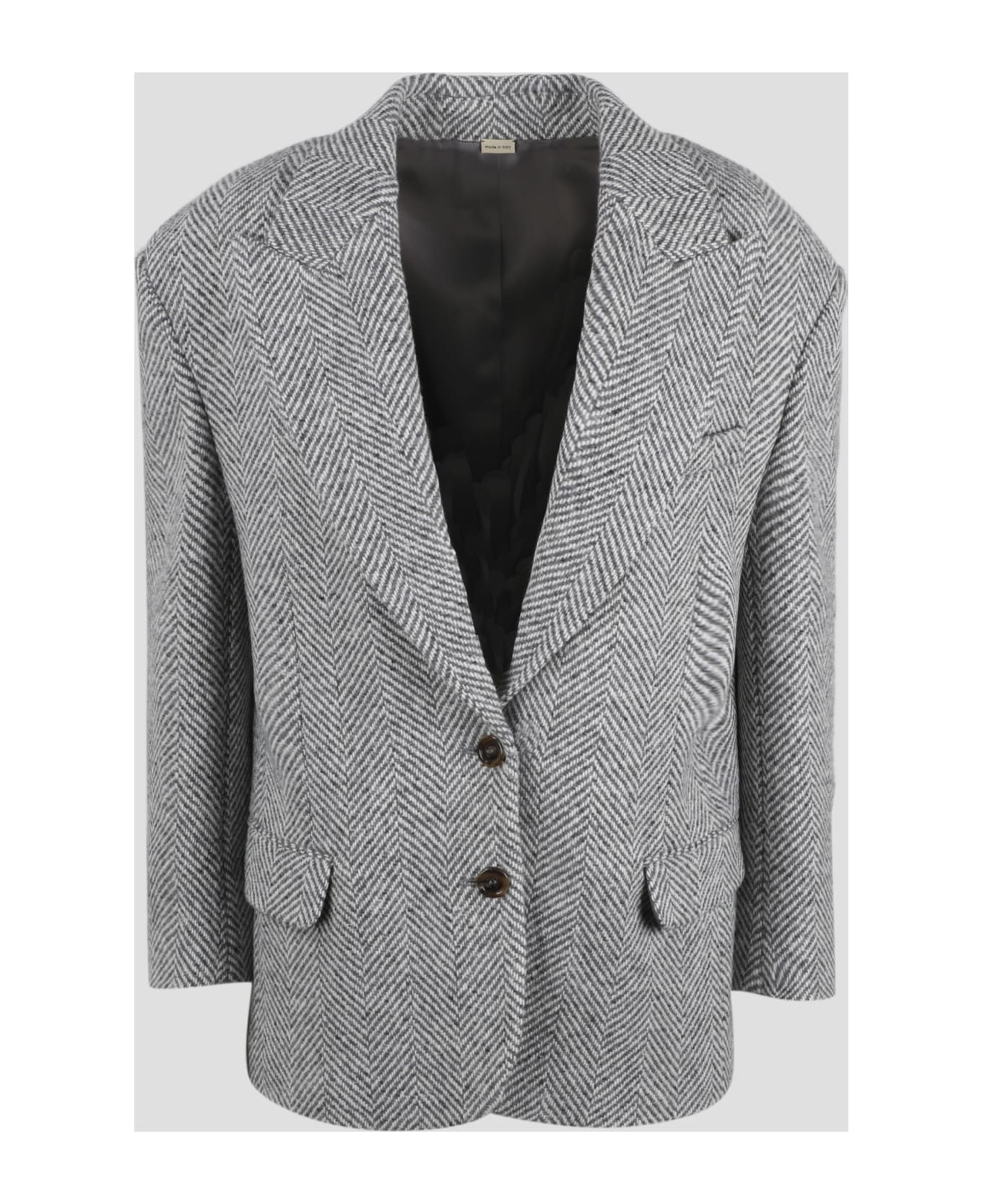 Gucci Padded Shoulder Wool Jacket - Grey