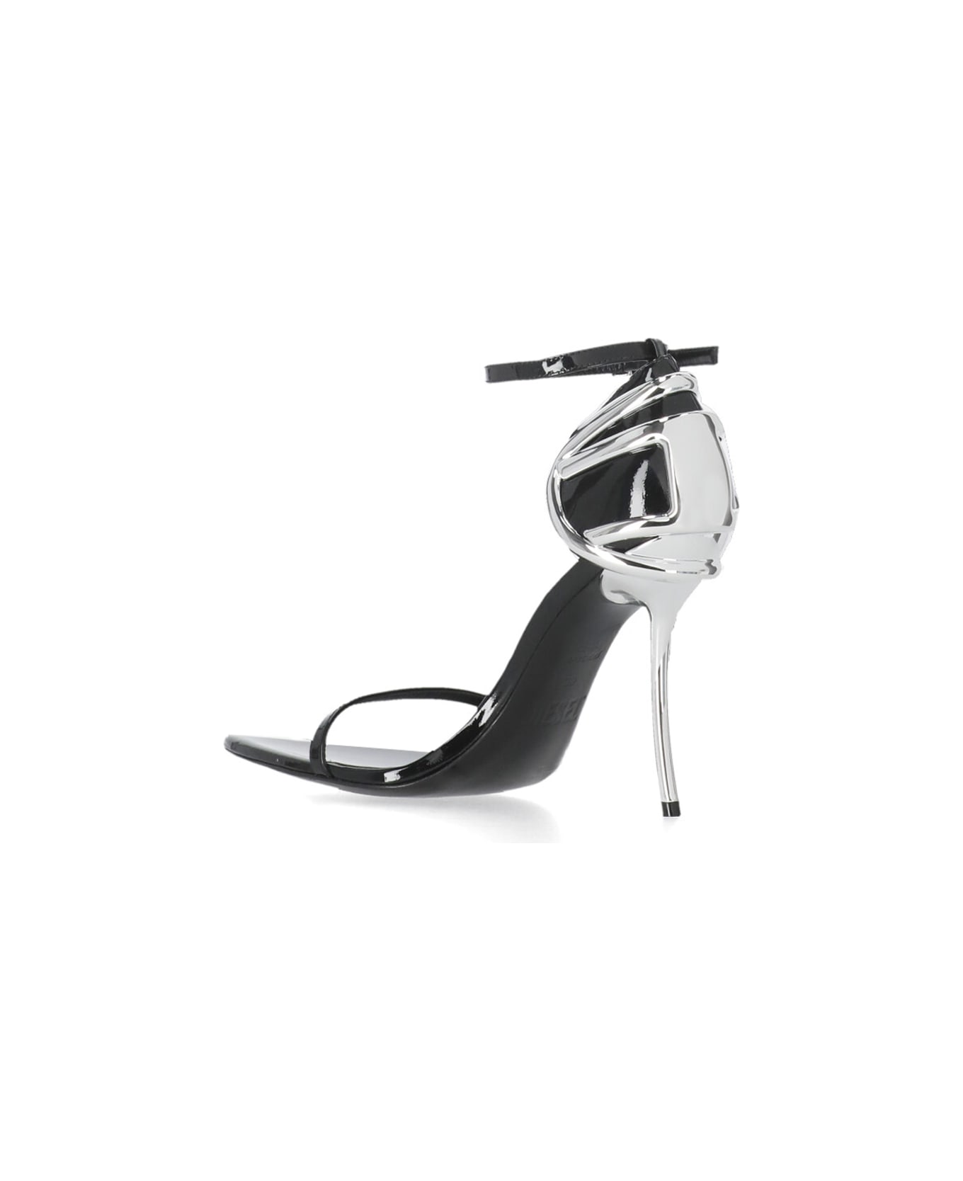 Diesel D Ten&half P Sandals In Black Patent Leather - Black