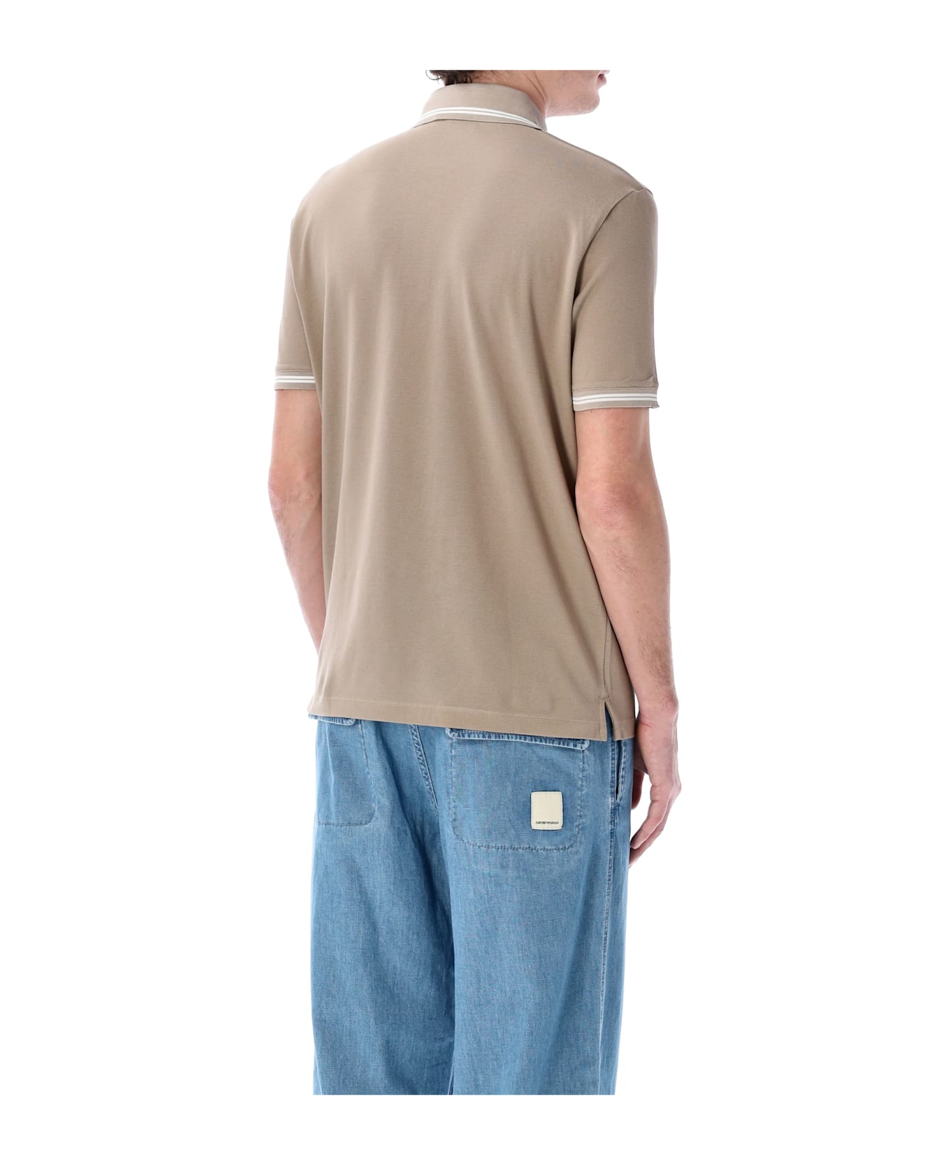 Emporio Armani Piqué Polo Shirt - ROASTED CASHEW TIPPING AND EAG