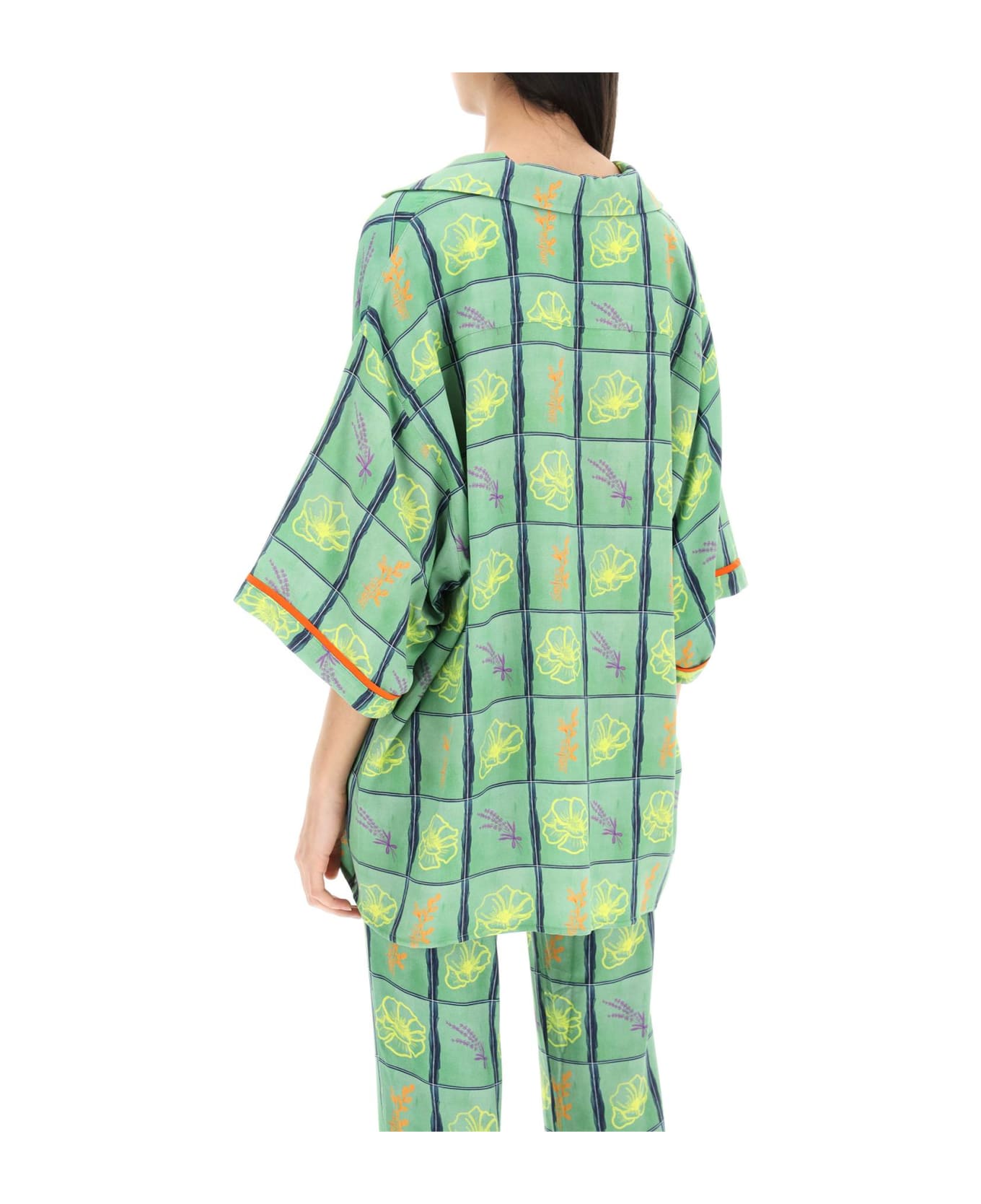 SIEDRES 'malina' Oversized Shirt - MULTI (Green) シャツ