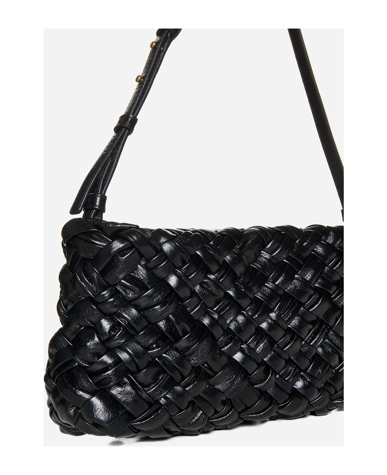 Bottega Veneta Kalimero Cha-cha Intreccio Leather Bag - Black