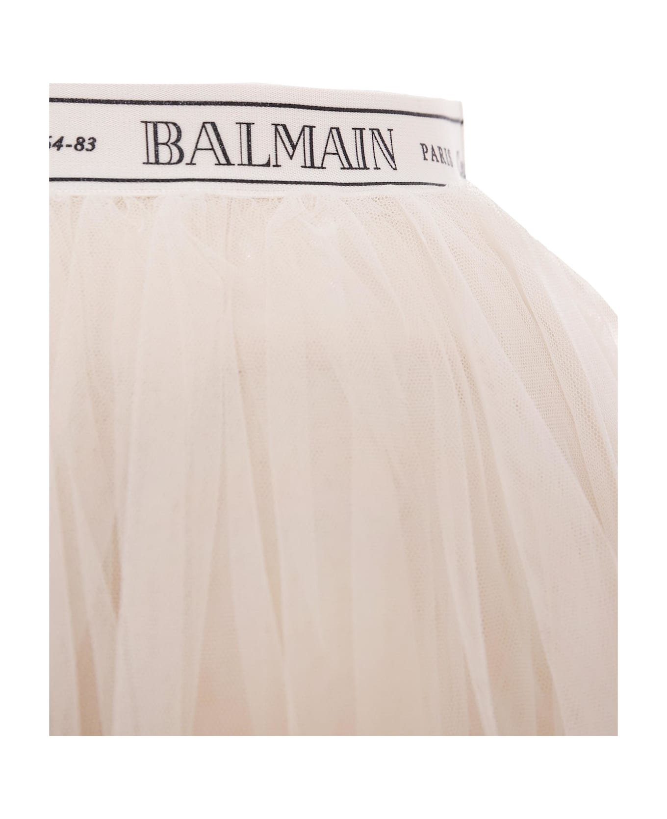 Balmain Beige Skirt For Girl With Logo - Beige