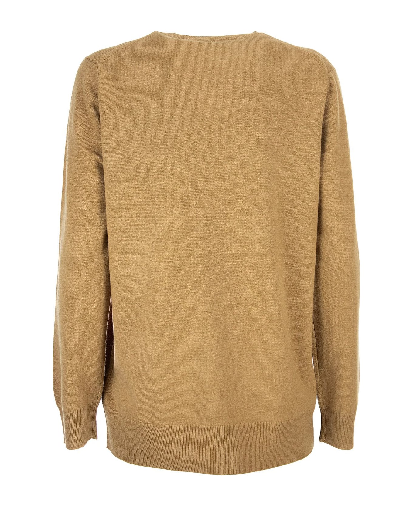 Burberry Steffy - Stripe Detail Technical Cashmere Sweater - Beige